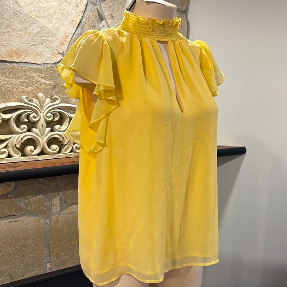 Yellow Ruffle Sleeve Women's Top